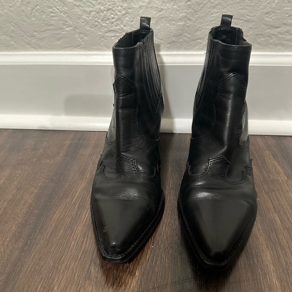 Sam Edelman Winona Leather Pointed Toe Cowgirl Western Heeled Ankle Booties Sz 8 - Picture 4 of 13